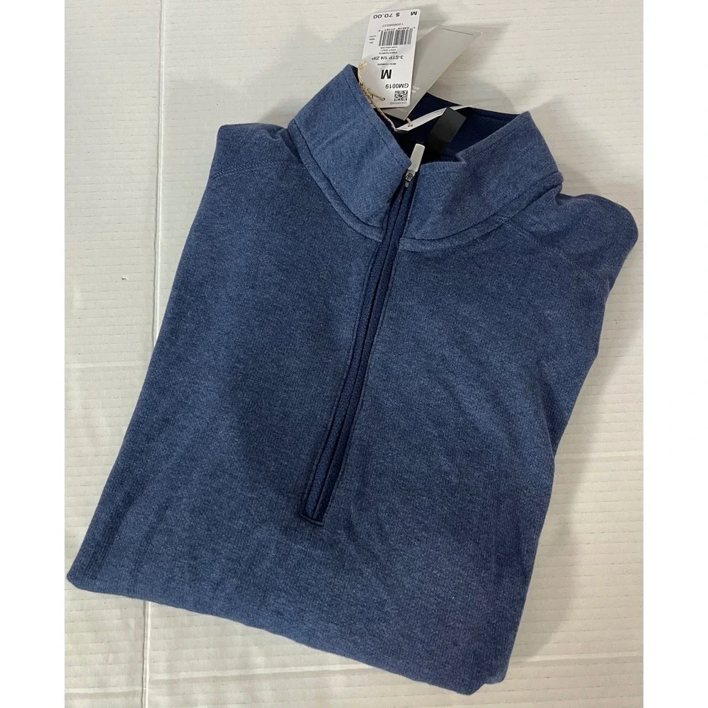 Adidas 3-STP 1/4 Zip‎ Pullover Men Size M Navy Blue Golf Sweatshirt GM0019